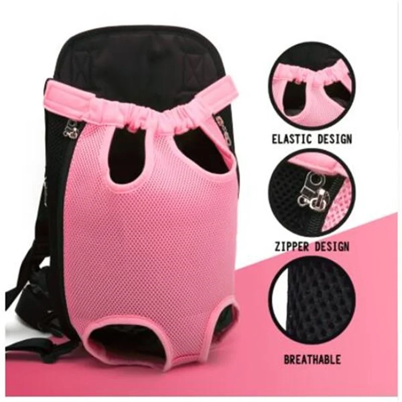 Розовый сетчатый Рюкзак-переноска для домашних животных регулируемый кошек и