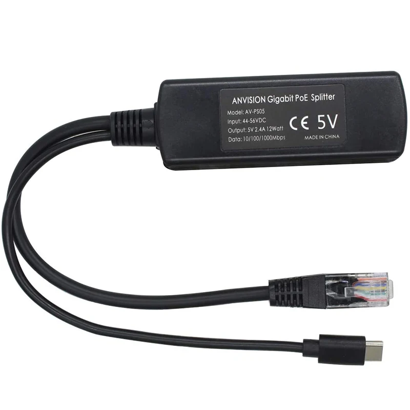 2 шт./упаковка 5 В гигабитный PoE сплиттер USB Тип C от 48 до адаптер 4 А совместимый с IEEE
