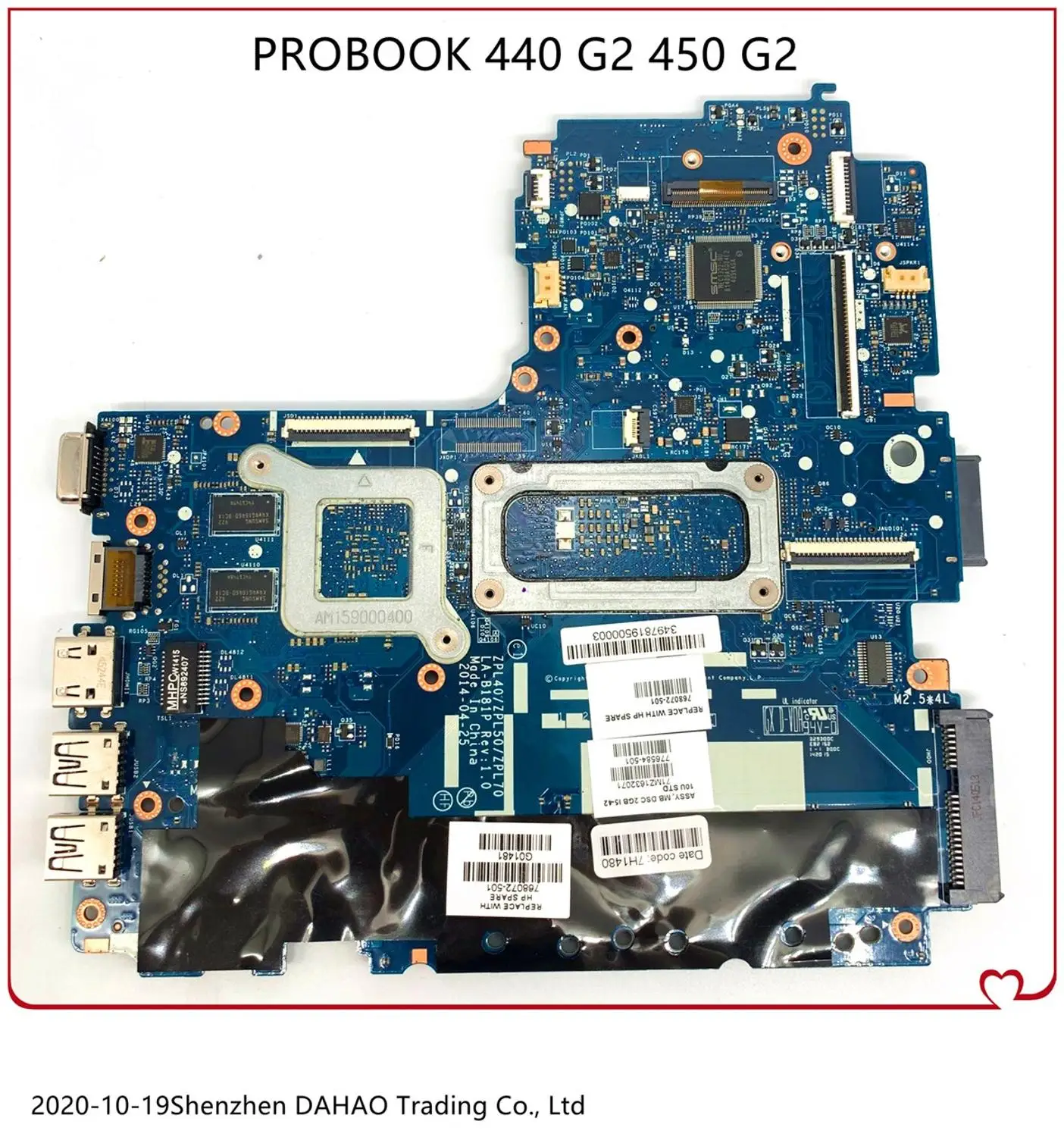 

799562-601 799562-501 For HP Probook 440 450 G2 Laptop motherboard ZPL40/50/70 LA-B181P With I7-5500U + R5 M255 2GB 100% Test OK