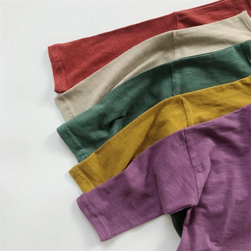 Детская одежда футболка для маленьких девочек и мальчиков топы с длинными