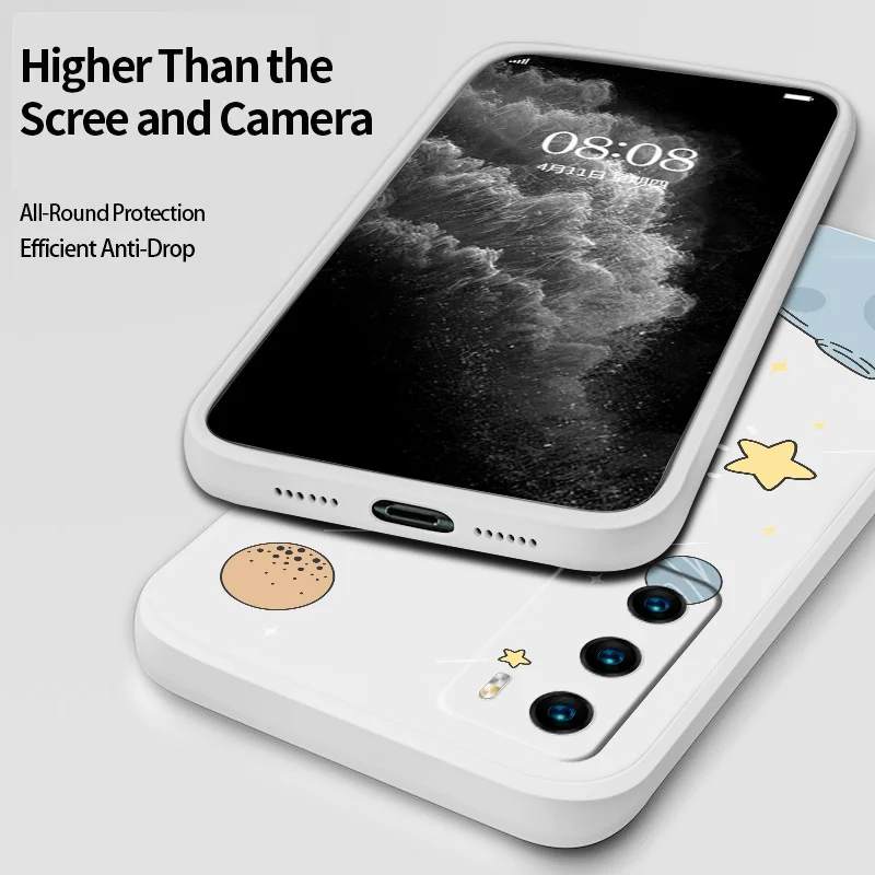 

Rectangle Cute Pattern Case For Huawei P40 p40lite P40pro P30 P20 Mate 40 40Pro 30 p30pro p30lite 20 Liquid Silicone Cover