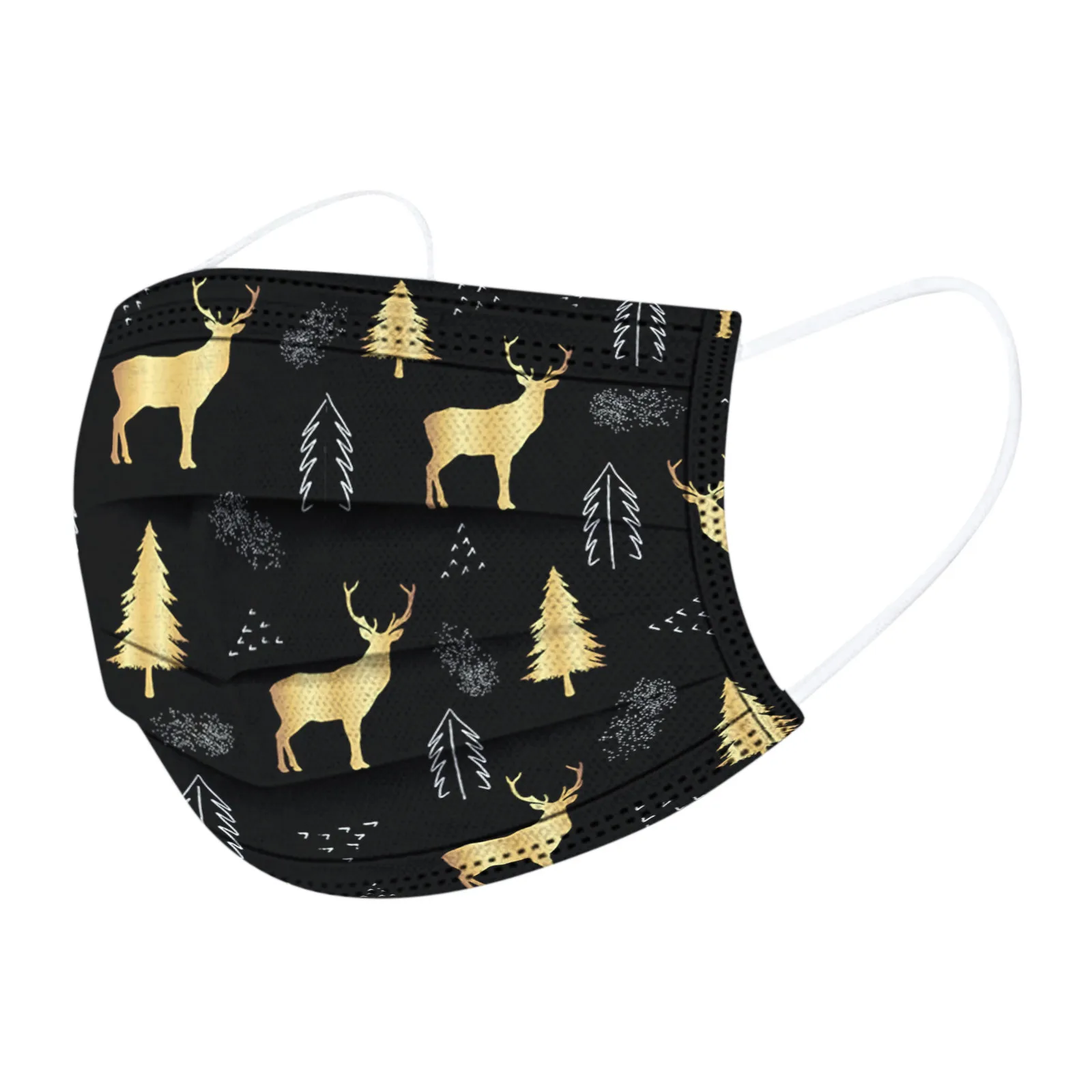 

Маска одноразовая детская трехслойная со звездами и золотым принтом, 50 шт.