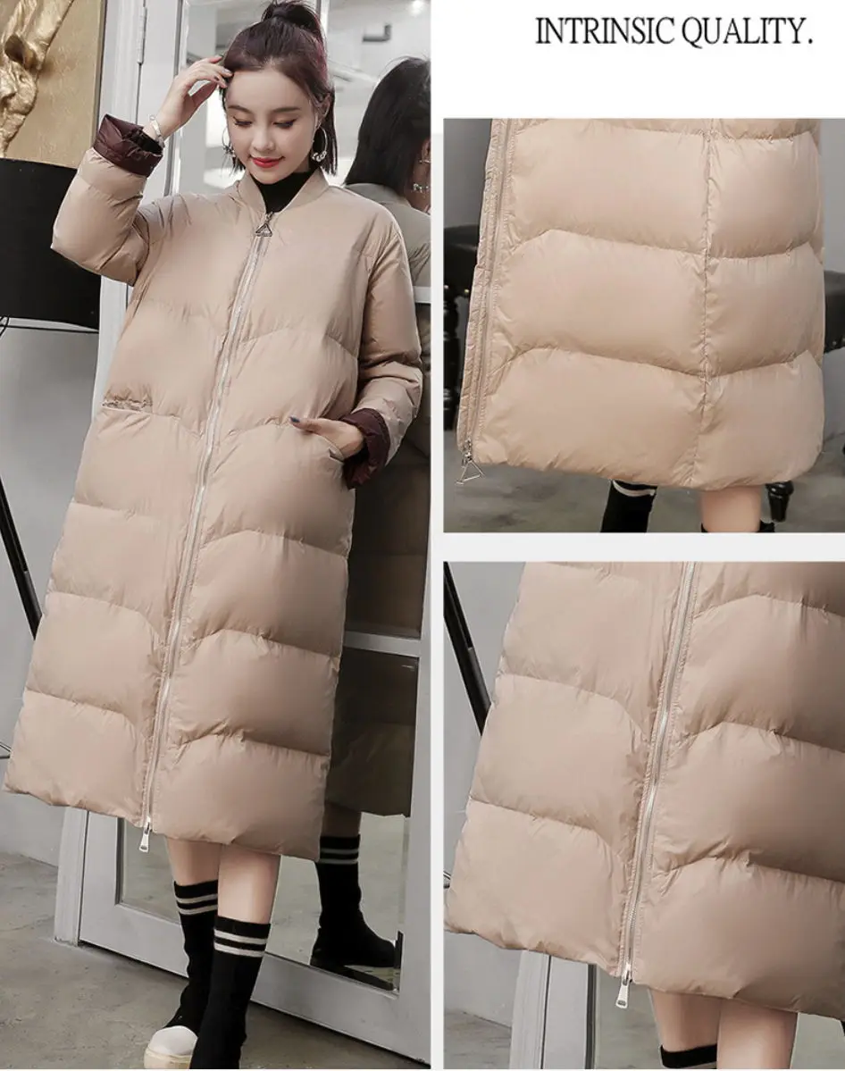 Взрывные Модели 2019 г. зимняя новая длинная куртка пуховик на белом утином пуху с