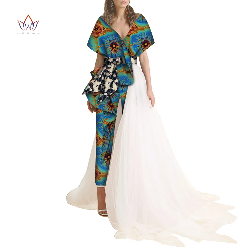 Africa 2 Piece Women Set Autumn Work Wear Short Sleeve Blazers Pencil Pants Suit Two Piece Set Party Lady Outfits WY5961