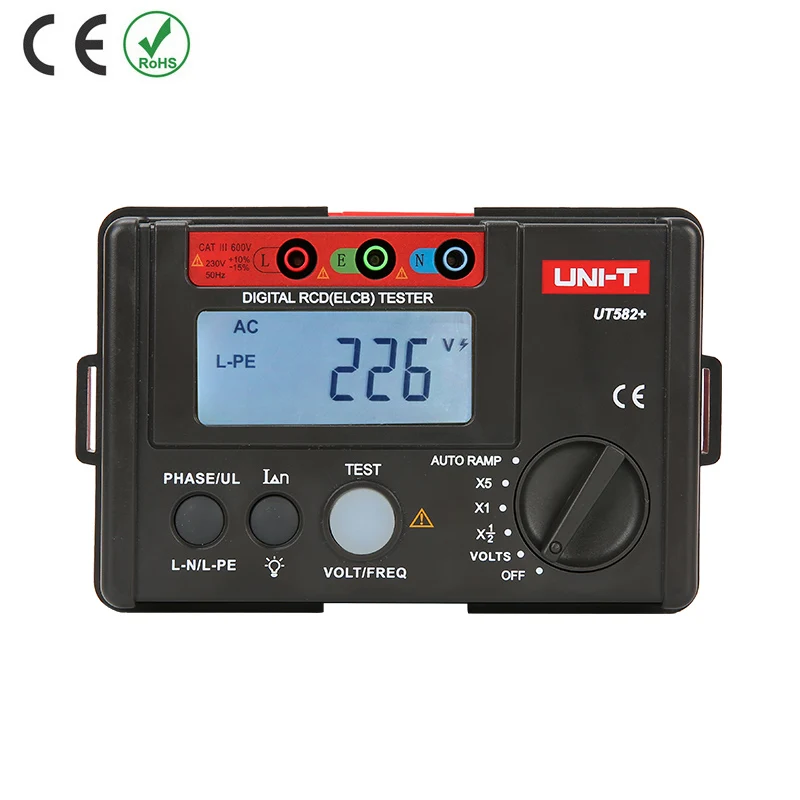 Uni t UT582 + цифровой RCD (ELCB) тест er Переключатель защиты от утечки Тест er/Авто пандус