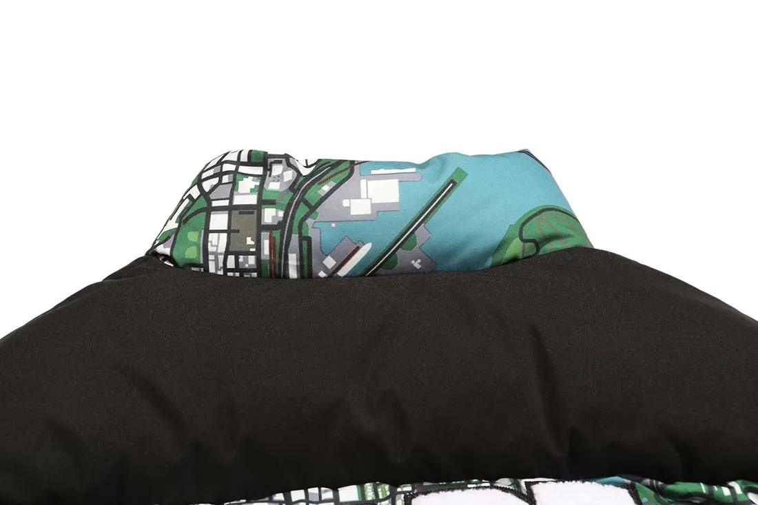 ATSUNNY Oversize Fashion cotton Coat Map digital print jacket stuffed cotton bread suit jacket Thicken Autumn and winter clothes