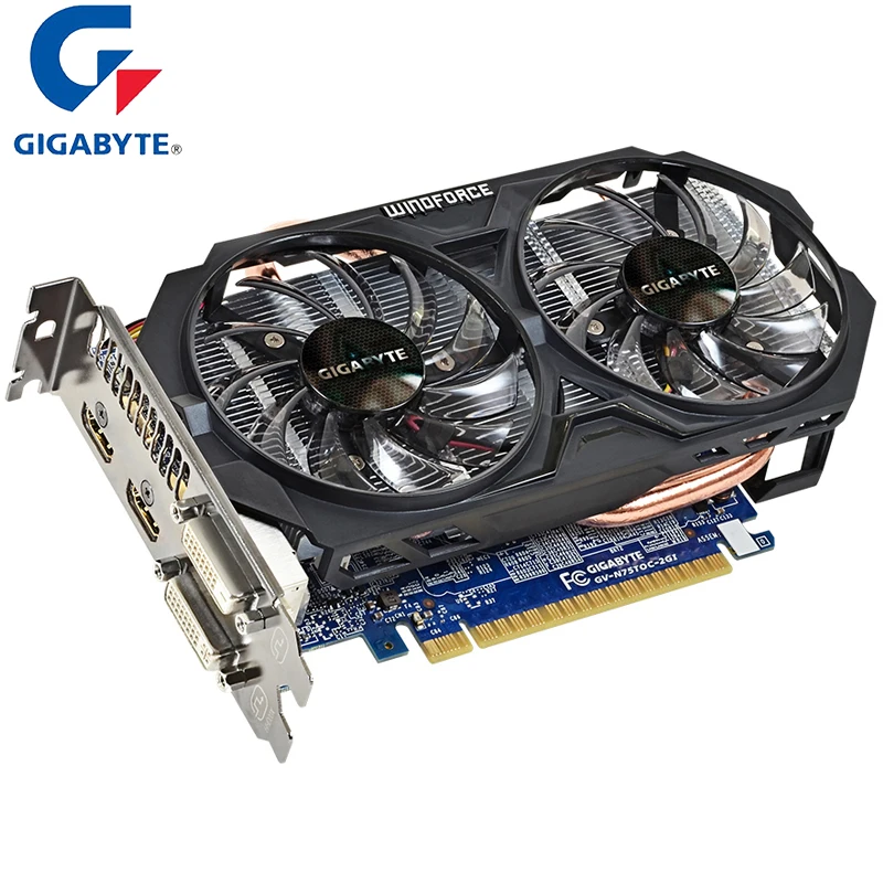 Видеокарта GIGABYTE Nvidia GTX 750 Ti с видеокартой NVIDIA GeForce WINDFORCE 2X Gtx 750 Ti GPU 2 ГБ GDDR5 128 бит