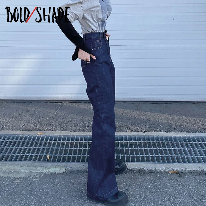 

Bold Shade Grunge Skater Style Jeans High Waist Streetwear Fashion Vintage Boot Cut Pants Women Skinny Y2K Indie Denim Bottoms