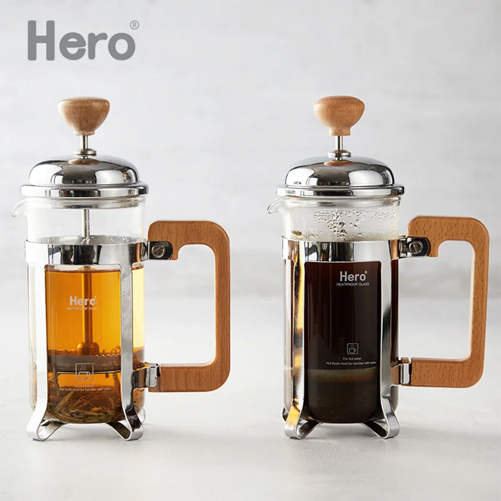 Hero French Press Pot Coffee Kettle Tea Brewer Coffee Maker Kettle Manual French Presses Pot Tea Filter Cup Glass Teapot 350ml