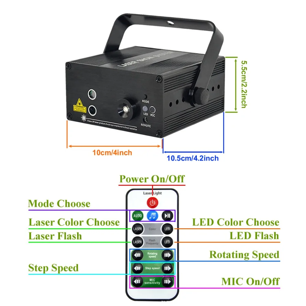 Лазерный мини проектор 12 красных и зеленых узоров сценическое освещение 3 Вт