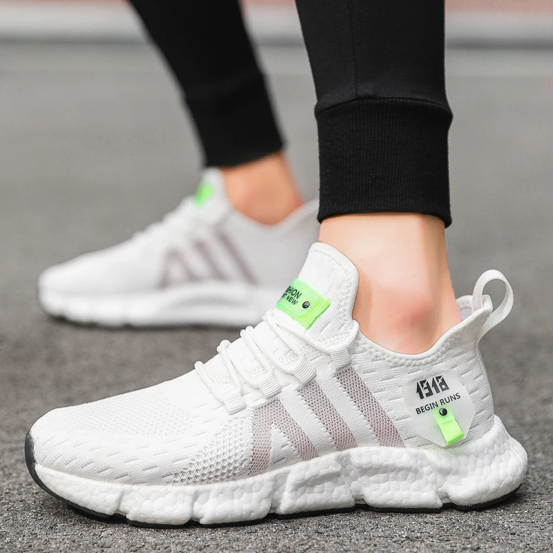 Кроссовки мужские сетчатые легкие дышащие Нескользящие на шнуровке