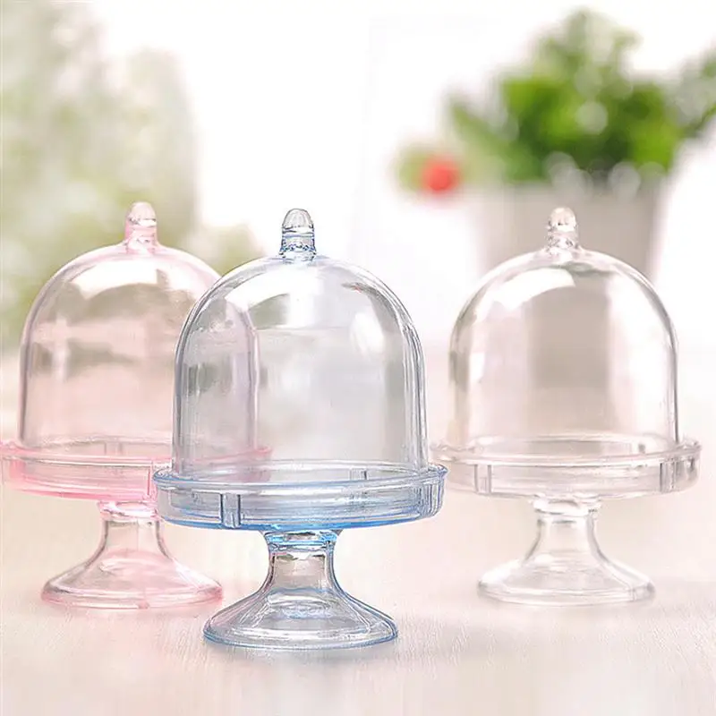

10pcs High-End Plastic Candy Box Snack Box Mini Cake Stand Cupcake Box Transparent Sugar Bowl Favor Bottle For Wedding Party Box