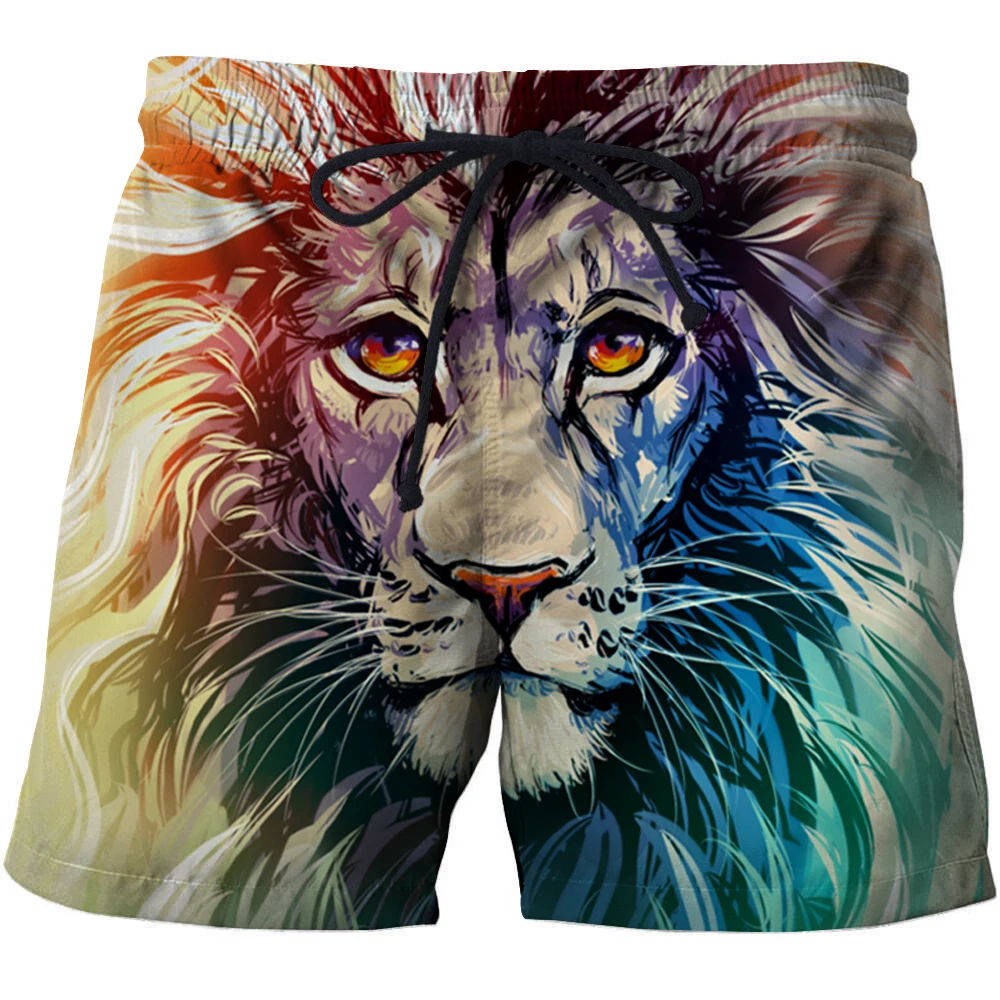 

New Quick-dry Men Women Summer surfing shorts Funny Lion Printed 3D beach Shorts Animal graphics Sport pants Unisex Swim shorts
