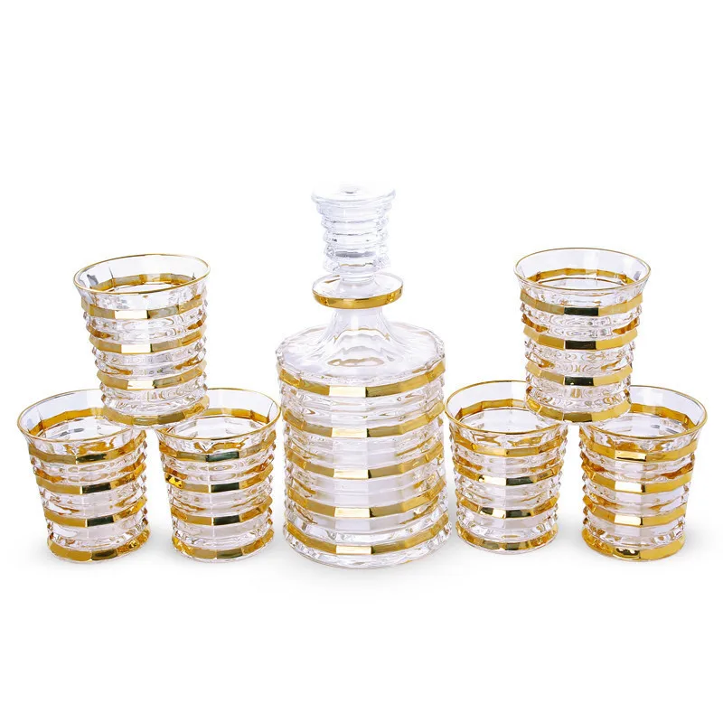 

7 Pcs/Set top quality home crystal whiskey decanter Set luxury whiskey glass for Liquor Scotch Bourbon 210302-01