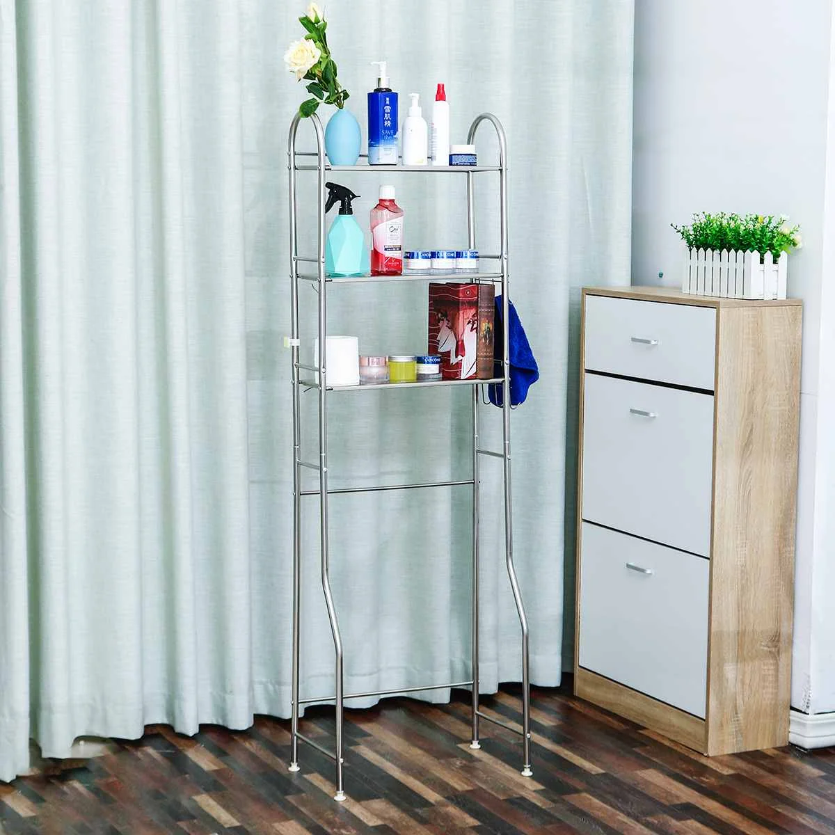 

2/3 Tier Bathroom Storage Rack Toilet Cabinet Shelving High Quality Iron Pole Bathroom Space Saver Shelf Organizer Holder