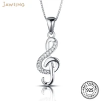 music note pendant necklace 925 sterling silver charms with clear aaa zircon for ladies statement gift simple fashion jewelry