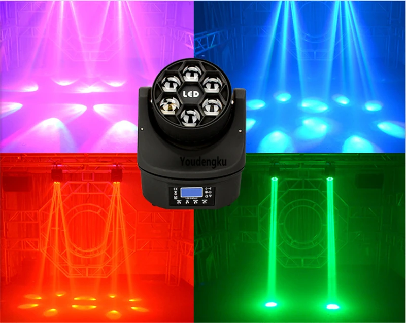 Быстрое вращение 4 в 1 RGBW Lyre wash beam Bee Eye DMX Mini Beam 6x15 Вт mini b eye led движущаяся
