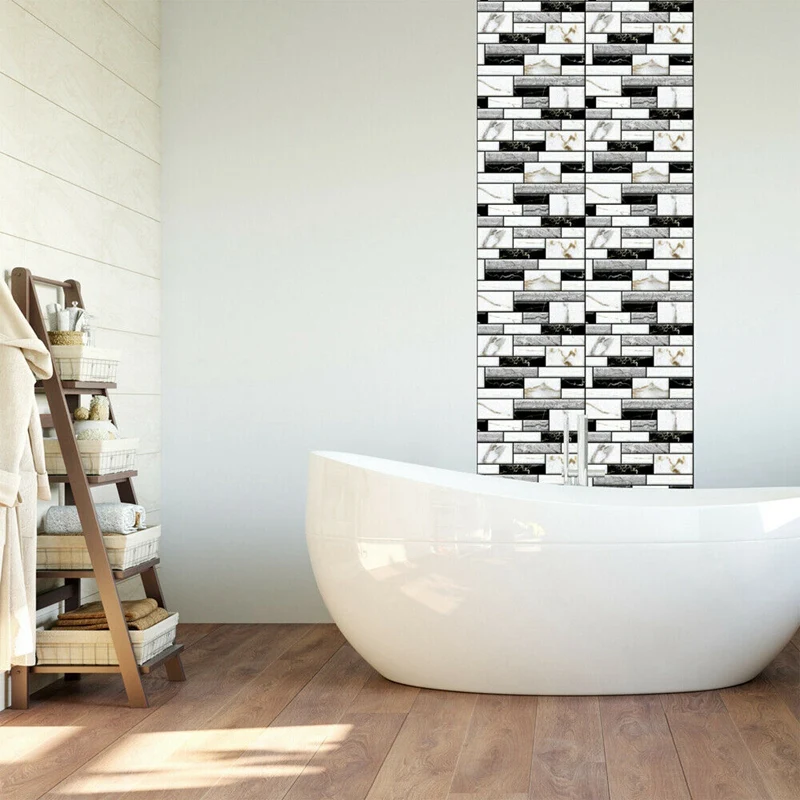 

10 Pcs Wall Tile Sticker Home Bathroom Kitchen Brick 3D Wall Decor Stickers Tile Art Backsplash Wall Decoration 30x30Cm
