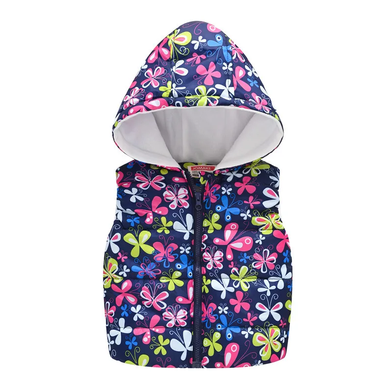 Thicken Warm Vest For Girls Big Size Heavy Flower Hooded Waistcoats Plus Velvet 2-7 Years Kids Clothes Birthday Present | Детская одежда