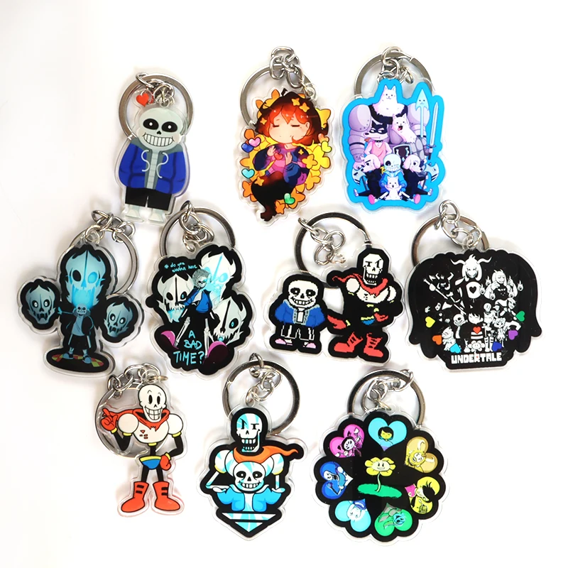 Акриловый брелок для ключей с рисунком черепа из аниме Undertale Sans аксессуары