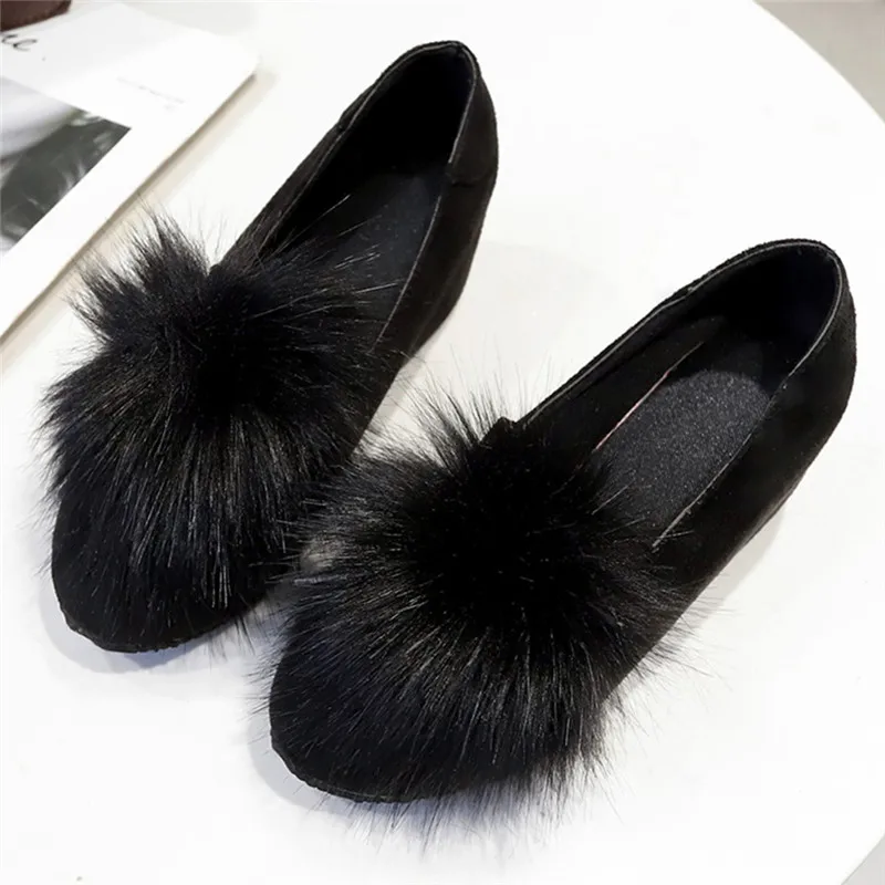 Модные женские меховые лоферы с кроличьим мехом бархатные туфли из флока удобные