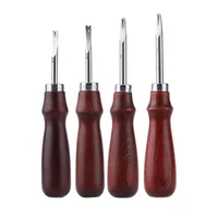 Trimmer Cutting Skiver Tool Edge Leather Beveler Wooden Handle For DIY (1.5mm 1.2mm 1.0mm 0.8mm) 4 Pcs 1.5+1.2+1.0+0.8 Mm Craft