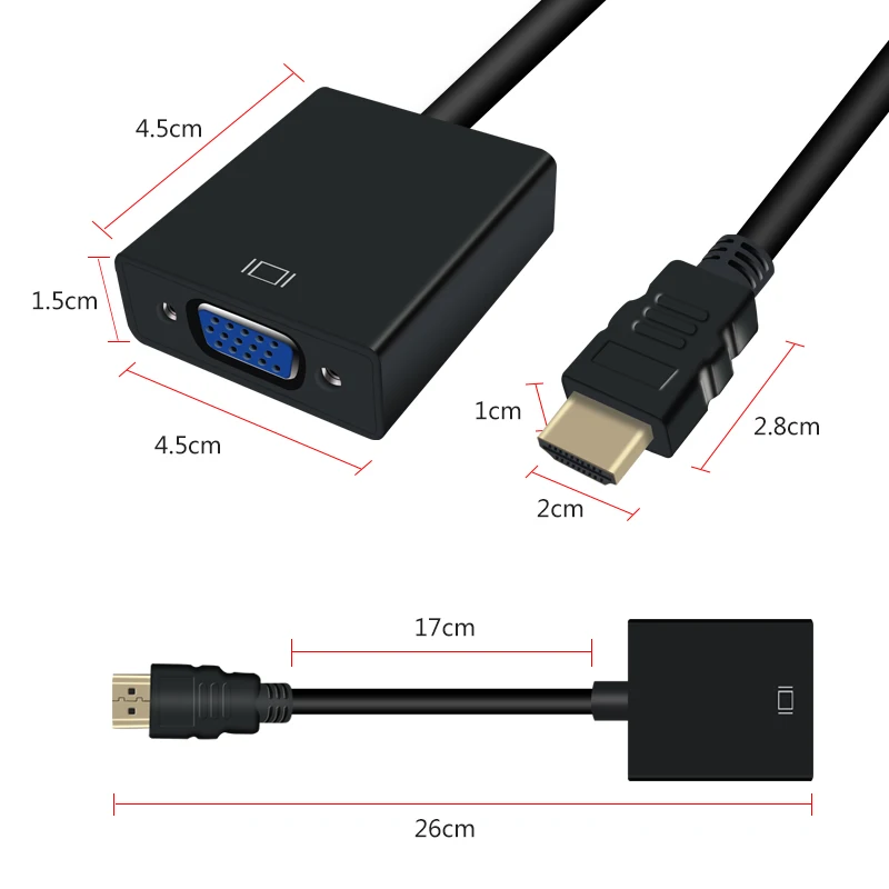 Конвертер HDMI в VGA переходник папа Мама 1080P цифро аналоговый видео аудио адаптер