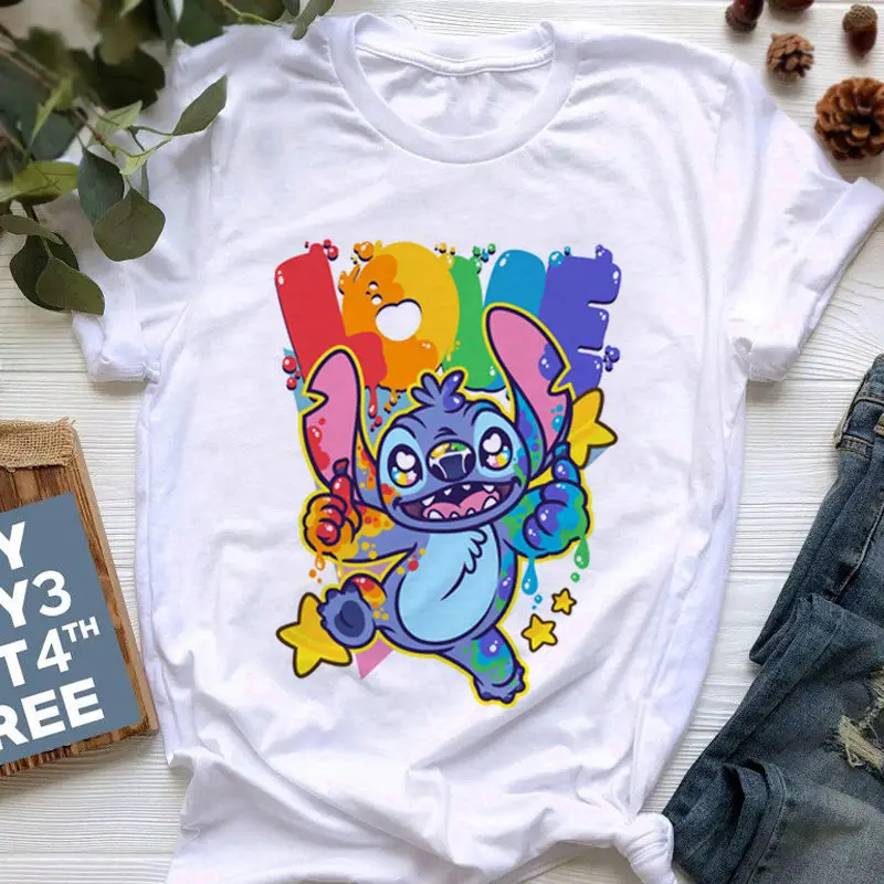 

Футболка женская летняя с коротким рукавом и принтом «Лило и Ститч»