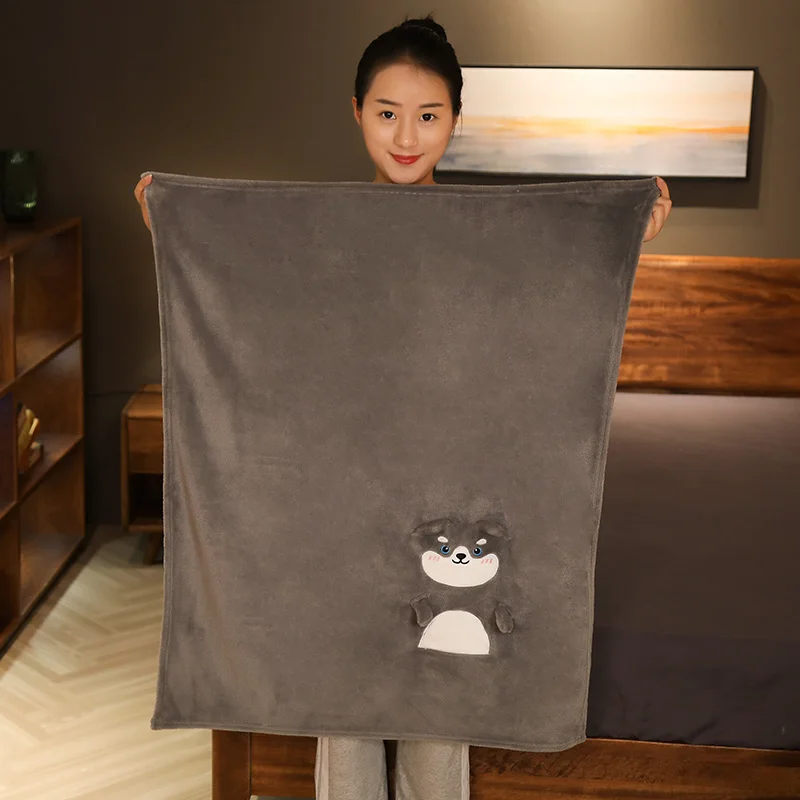 Милый плюшевый плащ с собачкой хаски 1 шт. мягкий изображением мультяшных