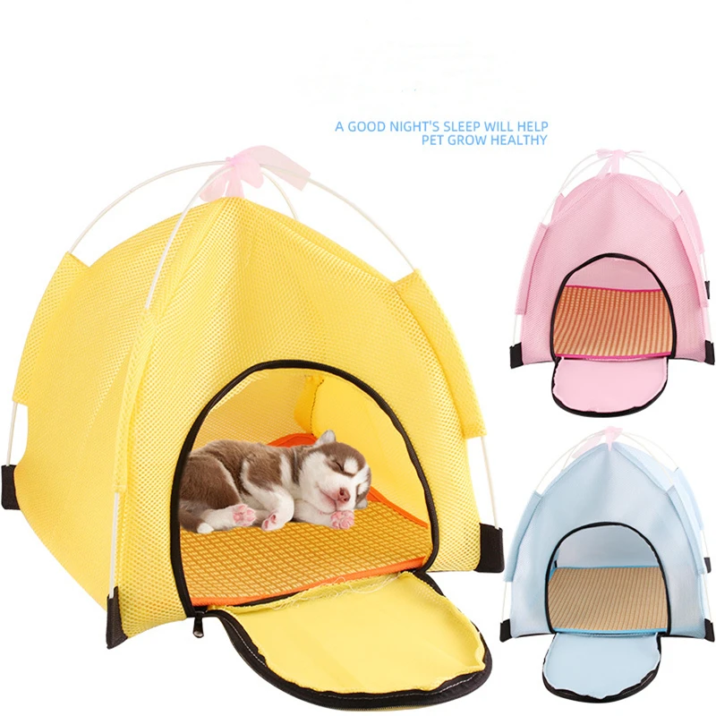 

Portable Dog Cat Bed Washable Pet Tent House With Cushion Puppy Cat Indoor Outdoor Sleeping