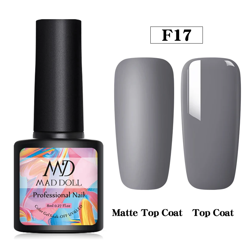 F17 MAD DOLL 8 мл матовый Цветной Гель-лак для ногтей Чистый Розовый Серый Цвета замочить УФ Гель-лак для ногтей для дизайна ногтей DIY Дизайн лак - Цвет: F17