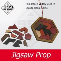 Puzzle prop ER  Jigsaw prop Real Life Escape Room put all 11 wooden pieces in the box to unlock adventure game prop 999 PROPS