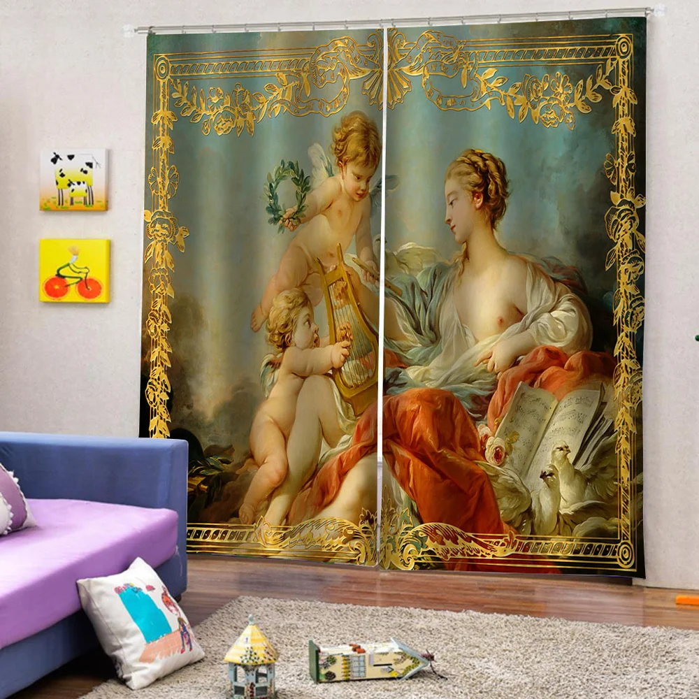 

European Style Lady Photo Curtains Luxury Living Room Bedroom Curtain Customized Size Drapes Cover