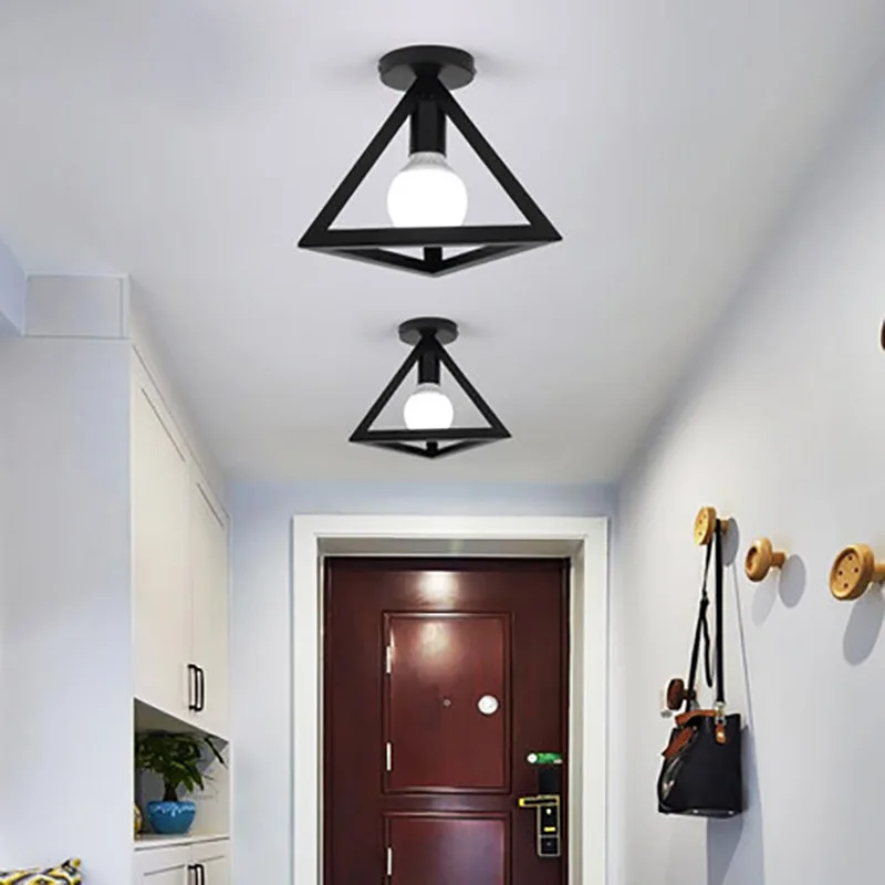 Kopen Vintage Zwarte Kubus Plafondlamp Gang Veranda Gangpad Gemonteerd Plafondlamp Keuken Ijzer Licht Thuis Industriële Luminarias Dining