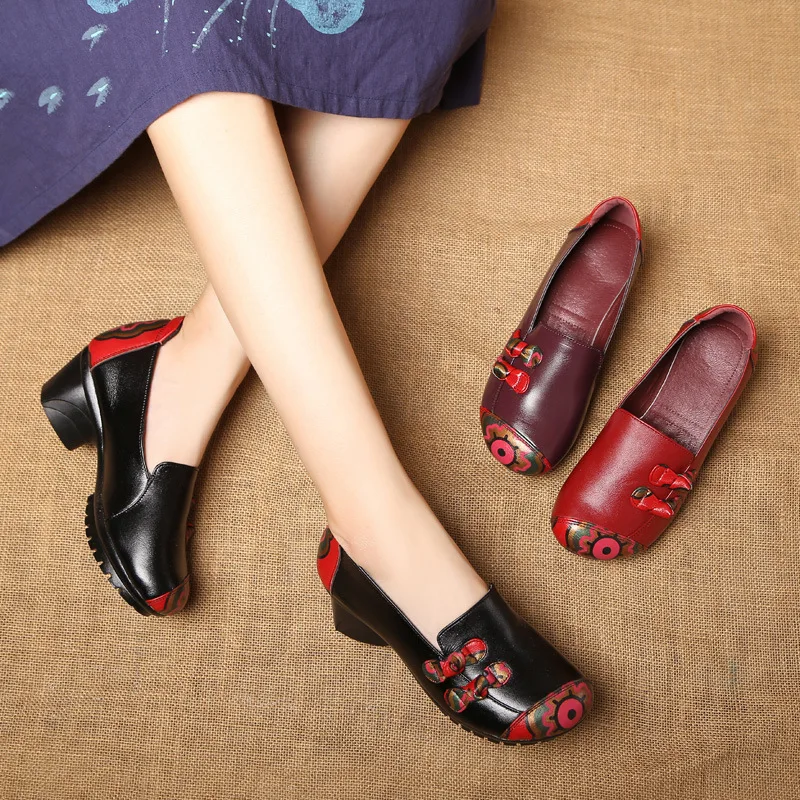 

Medium Heels Shoes with Bow Fashion 2021 Women Pumps Wedding Shoes Bride for Ladies Dance Shoes Platform Split Leather Shoes