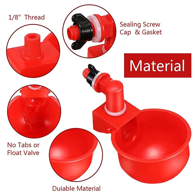 

6Pcs Chicken Quail Hanging Water Cups Nipple Drinking Bowl Birds Water Bowl Drinker Cups for Backyard Automatic Poultry