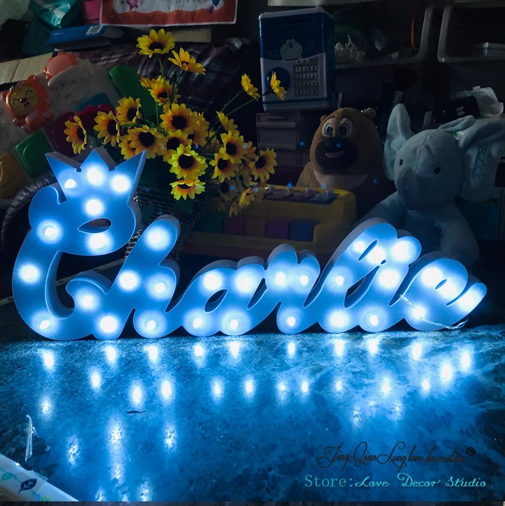 Роскошный подарок на заказ светильник в виде короны буквенный именной день