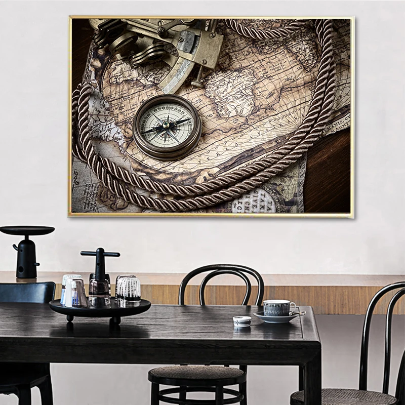 Морская карта мира с морским пейзажем настенное украшение для дома офисное | Дом