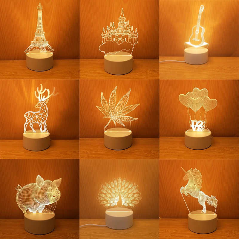 

Неоновая лампа Ночной светильник акриловый светодиодный Ночные огни 3D настольная лампа Детские спальные лампы Декор для дома подарок на де...