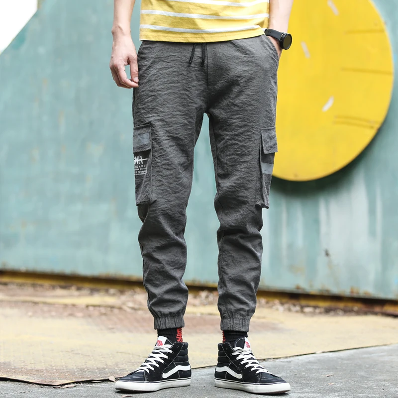 Длинные узкие брюки-карго мужские тонкие весенние брюки для бега модные