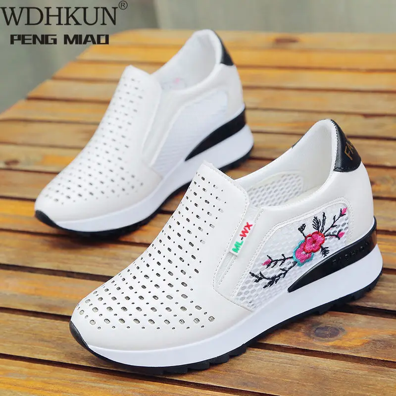 

Кроссовки женские без шнуровки, удобные лоферы, Повседневная летняя обувь, с вырезами, обувь для увеличения роста