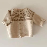2021 spring new baby sweater boys and girls knit cardigans coat newborn knitwear toddler long sleeve cotton baby jacket tops