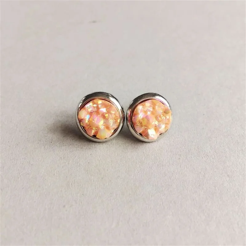 5 Colors Round Stud Earrings Fashion Resin Lava Quartz Stone Earings Color Cute Brand Jewelry for Women | Украшения и аксессуары