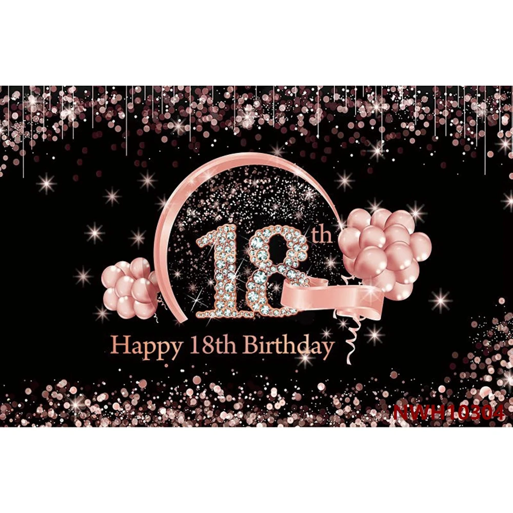 

Happy Birthday Backdrop Balloon Glitter Gold Adult Wedding Baby Party Decor Custom Photography Background For Photo Banner Props
