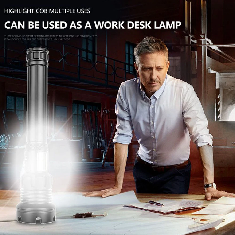 Мощный USB Перезаряжаемые светодиодный фонарик XHP90 COB 18650 & 26650 Батарея