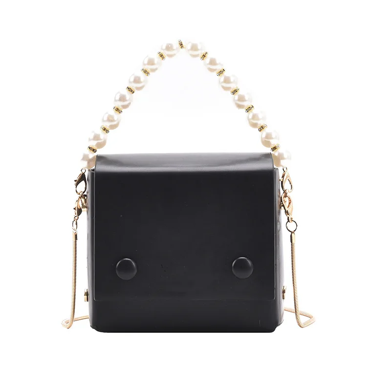 

Luxury Pearl Chain Strap Design Mini Women Crossbody Bags 2021 Fashion Simple Pu Leather Shoulder Bag Women's Designer Handbags