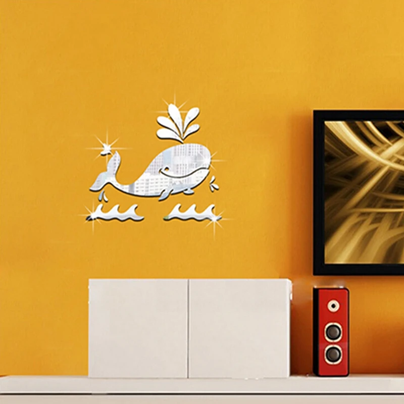 Акриловые милые настенные наклейки с 3d эффектом Кита для детской комнаты