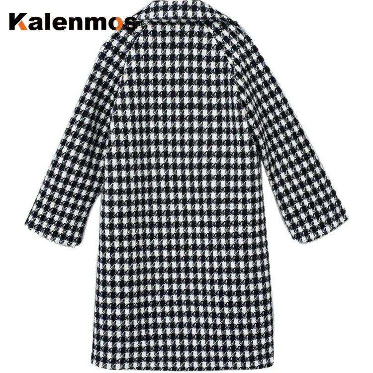 Зимнее длинное пальто размера плюс XL 4XL женское теплое в клетку с карманами
