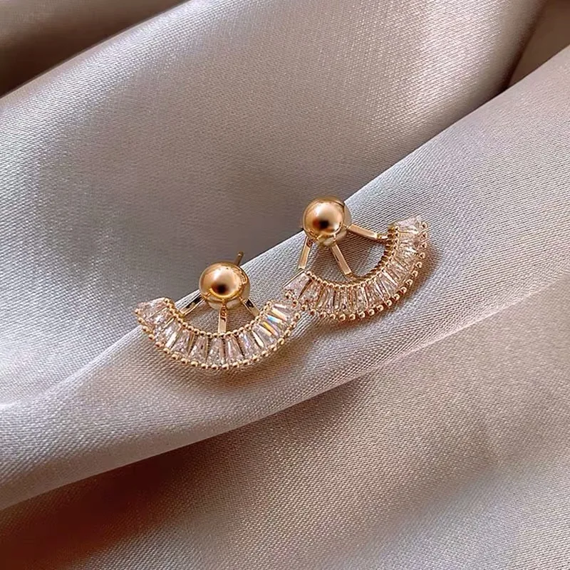 

2020 New Arrival Trendy Geometric Exaggerated Fan-shaped Zircon Dangle Earrings For Women Fashion Jewelry Gifts