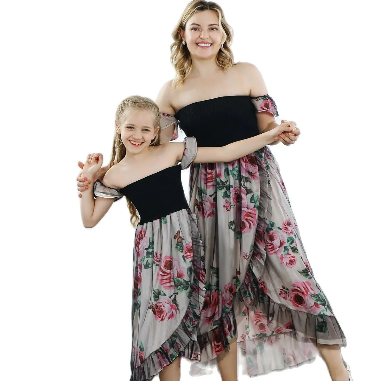 Летние платья для мамы и дочки новинка модная подходящая одежда с открытыми